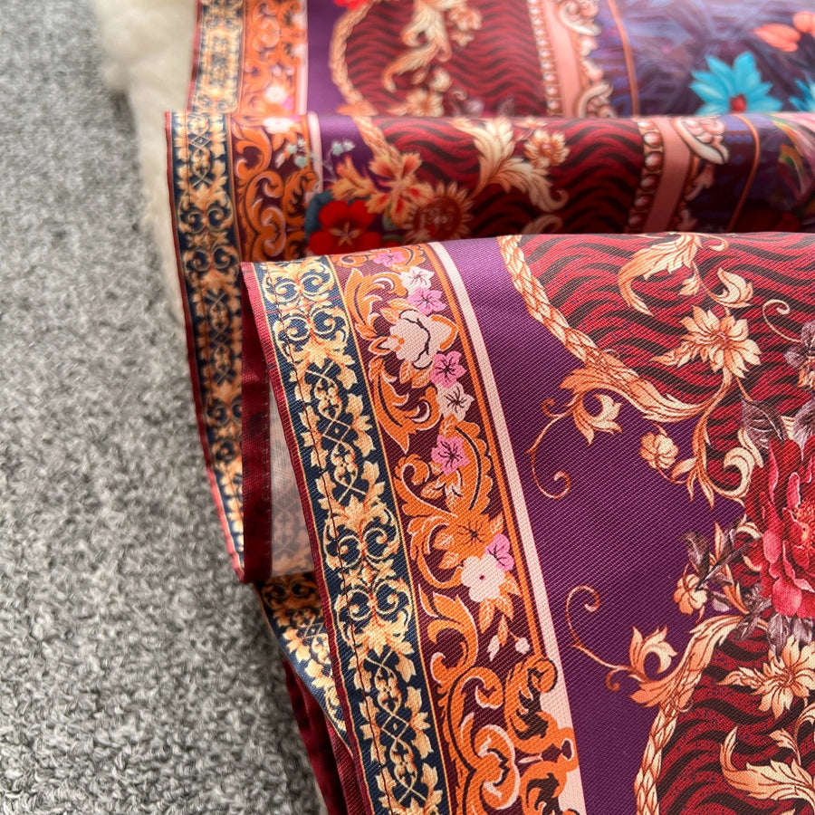 High quality vintage palace print French style elegant evening dress