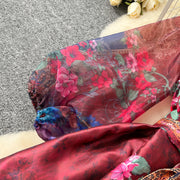 High quality vintage palace print French style elegant evening dress