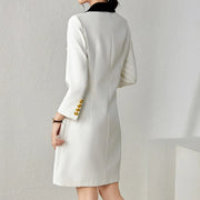 Autumn Fashion Office Lady Blazer Dresses for Women  White Long Sleeve Single Breasted Vestidos Elegant Business Robe