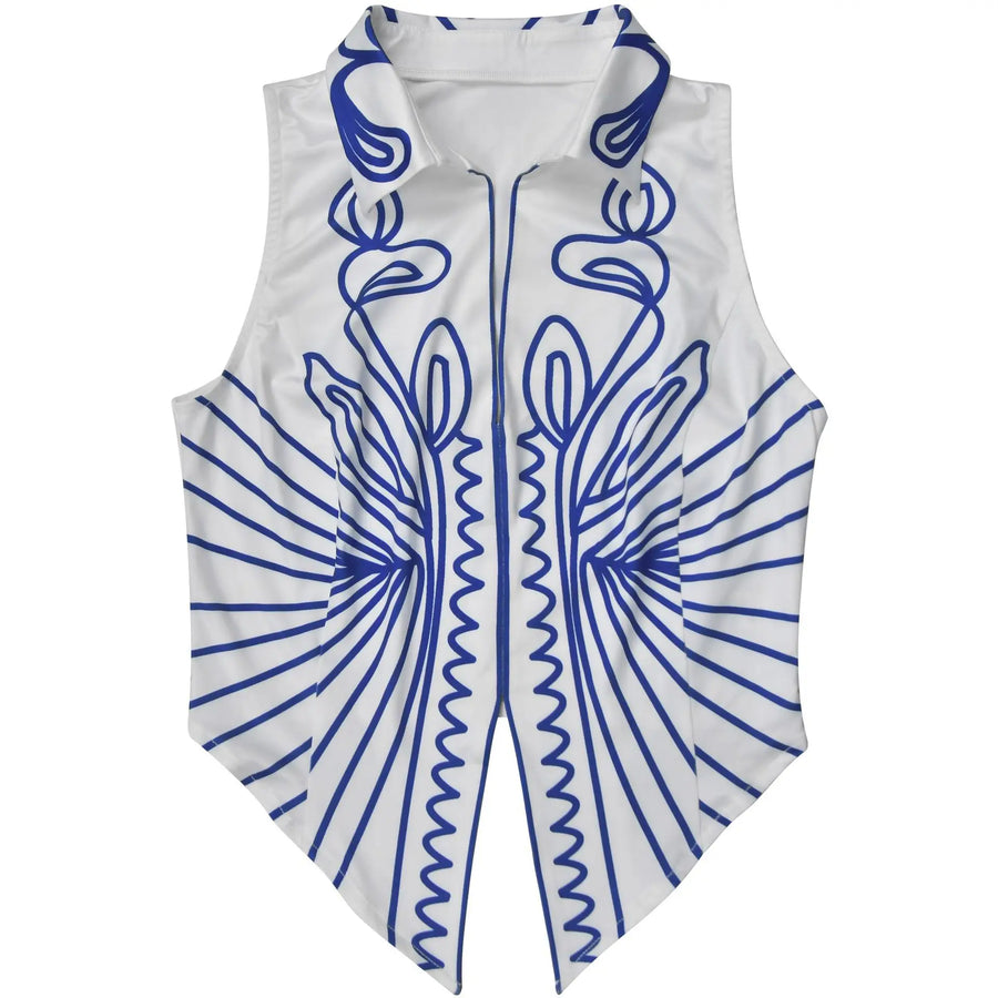Elegant two-piece set for women: printed tank top and high-quality wide-leg pants