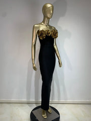 High Quality Elegant One Shoulder Sexy Bodycon Bandage Long Dress