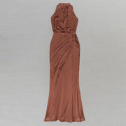High Quality Draped Pleat Sleeveless Backless Bodycon Bodycon Long Dress