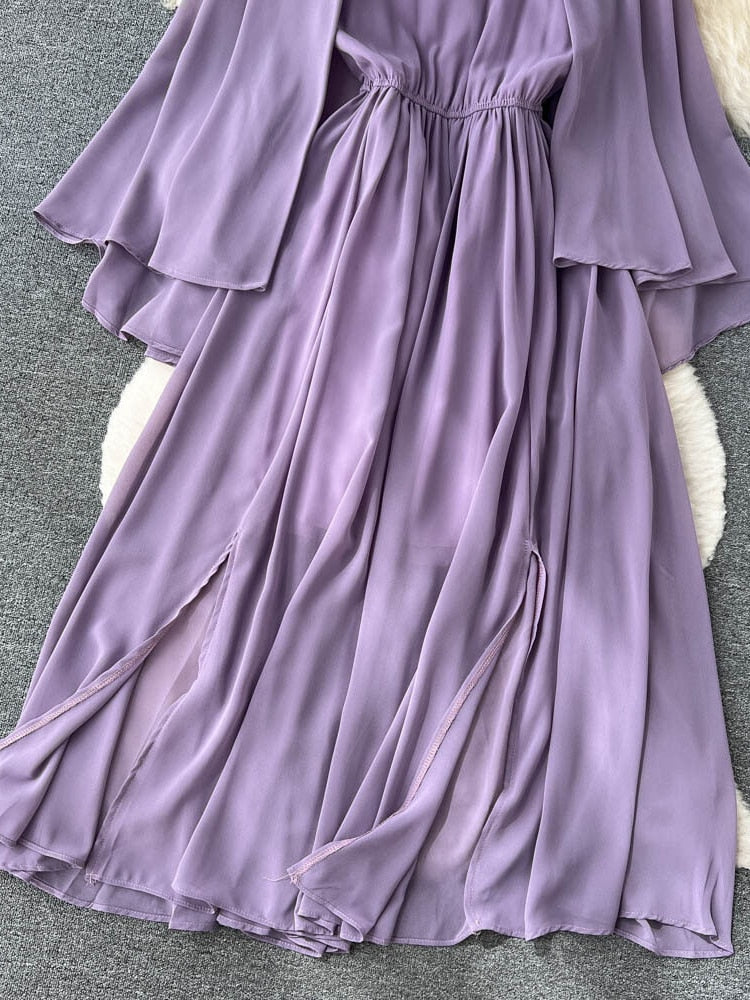 High quality multi color high neck long sleeve elegant long dress