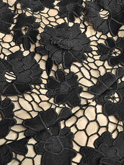 High Quality Short Sleeves Midi Elegant Flower Lace Dress