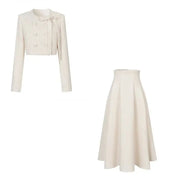 French senior princess style wear suit women's autumn design feeling bow jacket waist and thin skirt