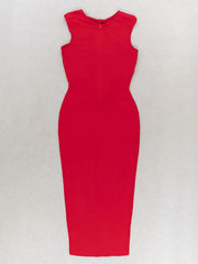 High Quality Sexy Round Neck Sleeveless Slim Draped Flute Dress