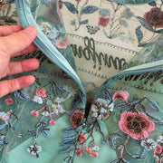Temperament Flower Letter Embroidery Dress Long Sleeve Mesh Lace Ruffles High Quality