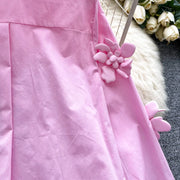 High-quality vintage high-neck loose blouse, elegant, long-sleeved, three-dimensional floral print
