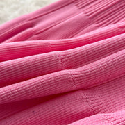 Ribbed Knit Dress Sleeveless Lapel Belt French Ins Chic Spring Summer Celebrity Style Feminine A-line Long Dress