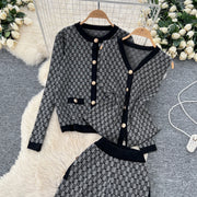 Three-piece sets knitted cardigans + high quality elastic long pants.