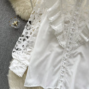 High Quality Pearl Long Sleeve Embroidered Blouse