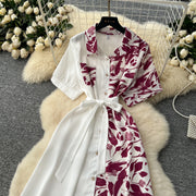 Chic Single Breasted Spliced Elegant Korean Fashion Fairy Sexy High Waist Vestidos Summer High Street Women Vacation