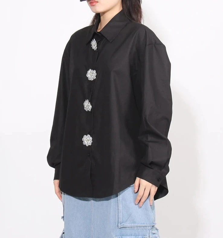 High Quality Long Sleeve Diamond Patchwork Casual Minimalist Shirts