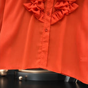 High Quality 3D Flower Single Breasted Ruffle Long Sleeve Shirts