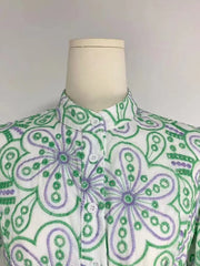 High Quality Flare Sleeve High Waist Ruched Color Printed Dresses