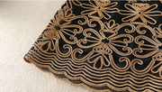 Dress Women 3/4 Sleeve 3D Gold Flower Embroidery Elegant Midi High Quality