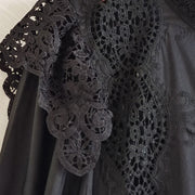 High Quality Vintage Flower Embroidery Lace Ruffled Puff Sleeve White Dress