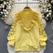 High Quality Pearl Long Sleeve Embroidered Blouse