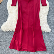 Slim Mermaid DressesVintage Halter Square Neck Elegant Long Sleeve Elegant Diamonds High Quality