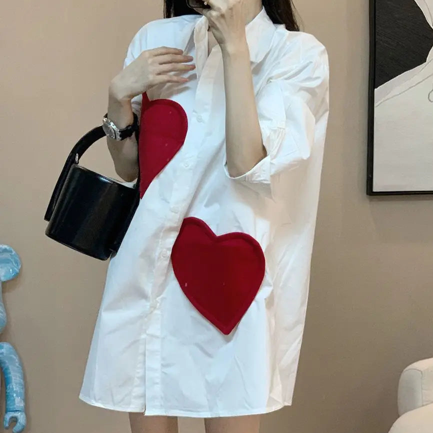 Elegant long sleeve shirt with high quality hearts