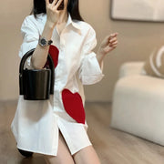 Elegant long sleeve shirt with high quality hearts