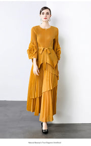Miyake Spring Women's Clothing French Light Luxury Temperament Elegant Pleated Clothes Two-piece Set  Irregular Skirt 2025