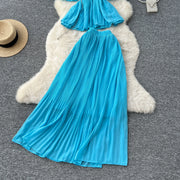Chic Elegant Three-dimensional Ruched slim chain casual Sexy Evening Fashion fairycore women clothing Two Piece Set