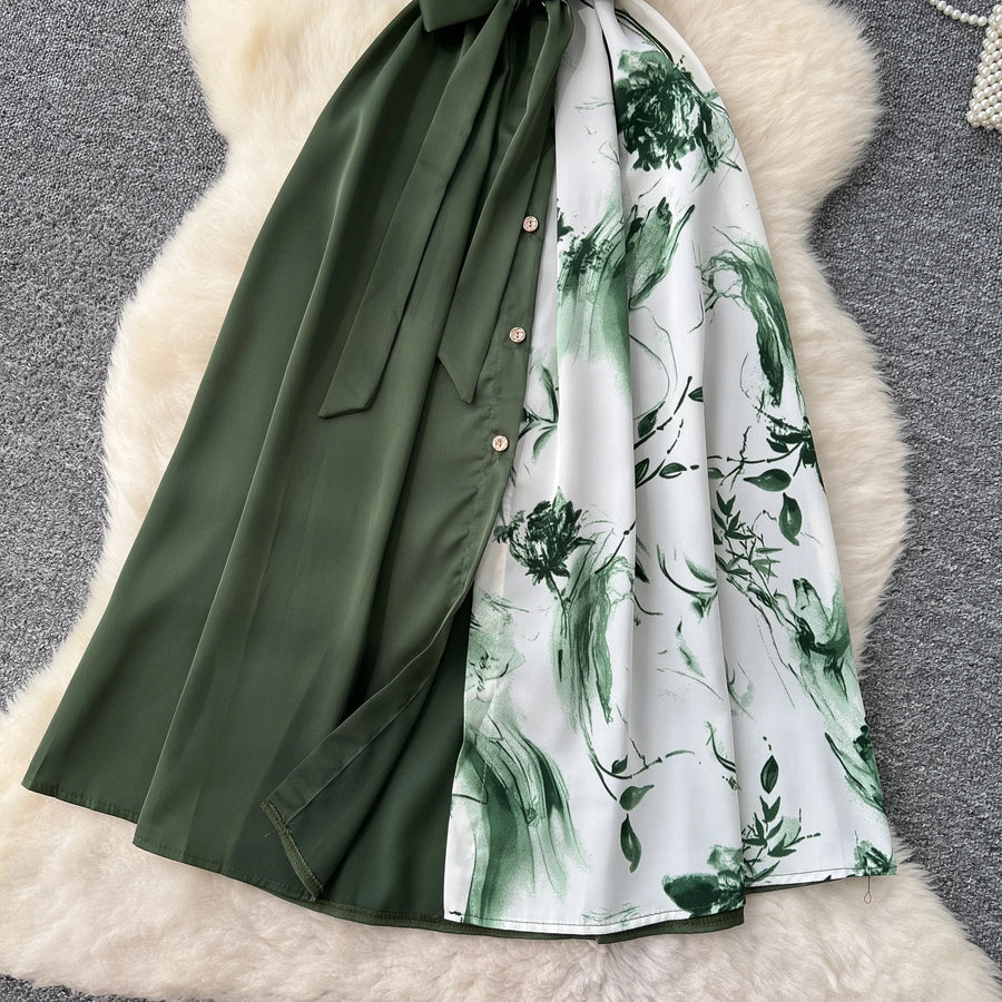 Chic Single Breasted Spliced Elegant Korean Fashion Fairy Sexy High Waist Vestidos Summer High Street Women Vacation