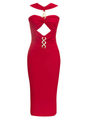 High Quality Sexy Round Neck Sleeveless Slim Draped Flute Dress