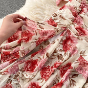 Sexy Two Pieces Sets Chic Bandage chiffon Shirt Top with sweet High Waist mermaid Skirt Beach Vacation Sets