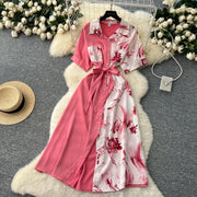 Chic Single Breasted Spliced Elegant Korean Fashion Fairy Sexy High Waist Vestidos Summer High Street Women Vacation