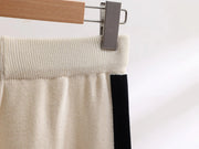 Lapel Casual Lazy Tops Sweater  female Pants Set Winter New Fashion Color-block Long-sleeved Pants Women Two-piece Set Elegant