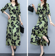 High-quality elegant temperament print long-sleeved dress