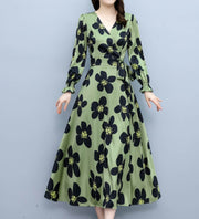 High-quality elegant temperament print long-sleeved dress