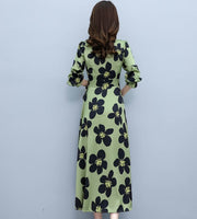 High-quality elegant temperament print long-sleeved dress