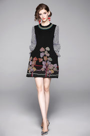 Elegant long sleeve shirt dress with high quality embroidery