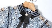 High Quality Vintage Bowknot Sleeves Lace Dress