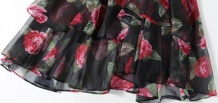 High Quality Vintage Designer V Neck Elegant Floral Dress