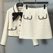 elegant two-piece set, skirt+long-sleeved coat