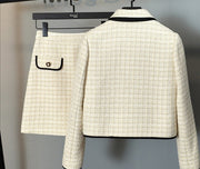 elegant two-piece set, skirt+long-sleeved coat
