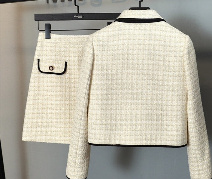 elegant two-piece set, skirt+long-sleeved coat