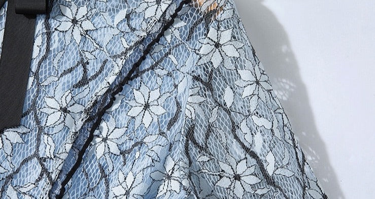 High Quality Vintage Bowknot Sleeves Lace Dress
