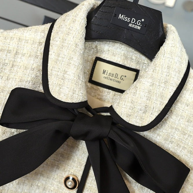 elegant two-piece set, skirt+long-sleeved coat