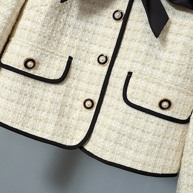 elegant two-piece set, skirt+long-sleeved coat