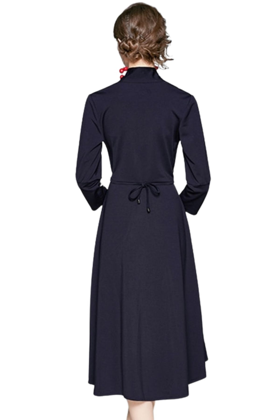 High quality vintage style three quarter sleeve flower embroidery elegant dress