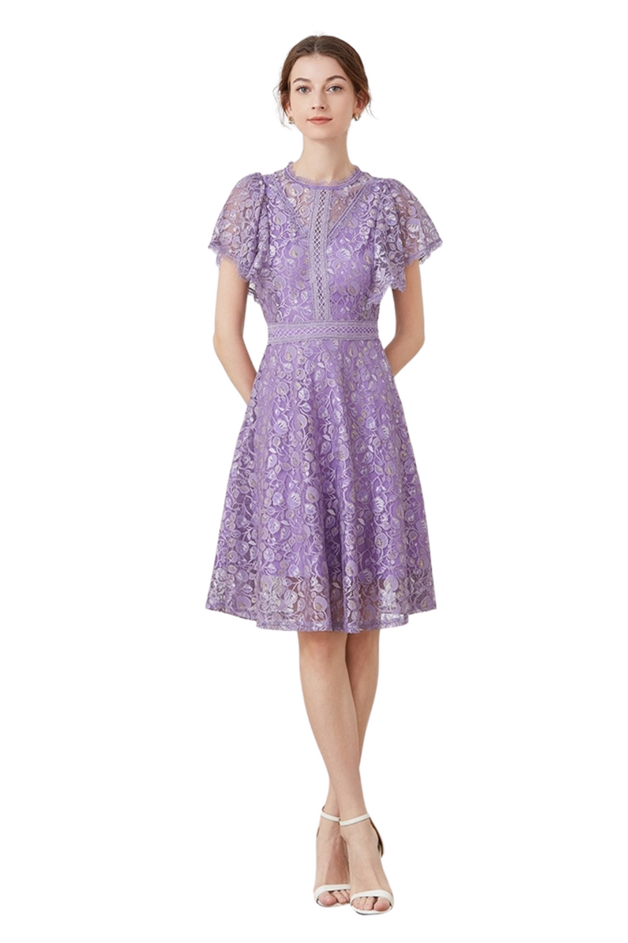 High quality multi color vintage designer flared elegant lace dress