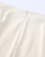 Casual Linen Skirt with Side Pleats and Irregular Hem