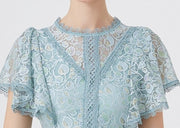 High quality multi color vintage designer flared elegant lace dress