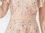 High quality multi color vintage designer flared elegant lace dress
