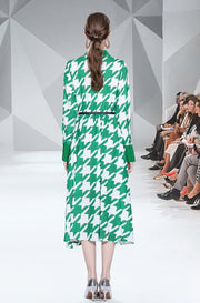 Elegant print long dress with long sleeves and high quality elastic waist